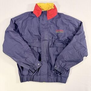 Vintage Toyota Jacket Mens Small Blue ANC Sportswear Windbreaker Embroidered 90s